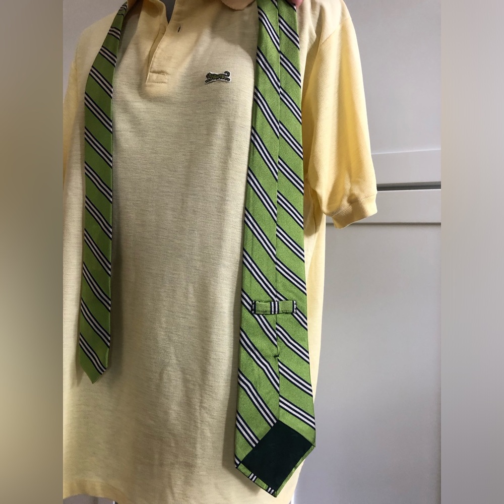 J. Crew Green Striped Silk Imported Tie - Picture 15 of 15